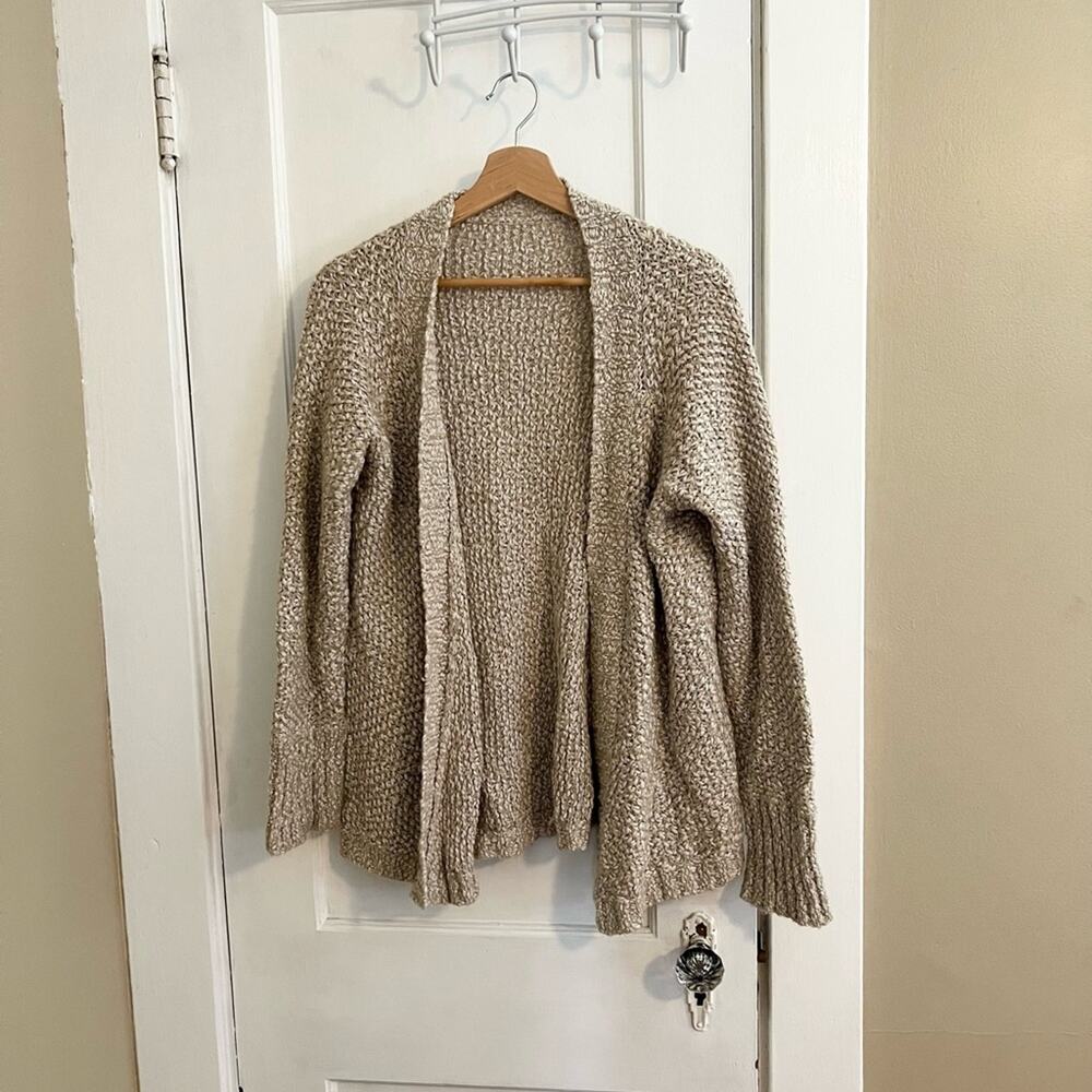 Unbranded neutral oatmeal colored open cardigan sweater
